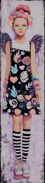 Free angel bookmark featuring a girl in an angel costume